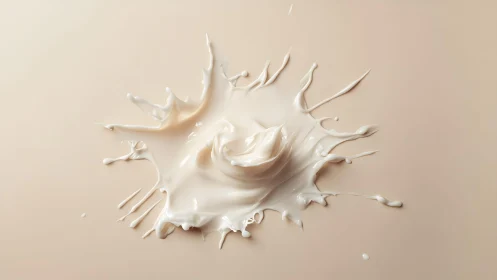 Creamy liquid splash on beige background in minimalist style.