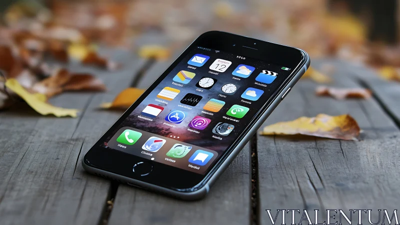 Black iPhone 6 Displaying Home Screen Applications.