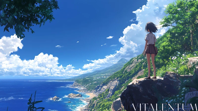 Summer cliffs trade secrets with a windswept seaside dreamer