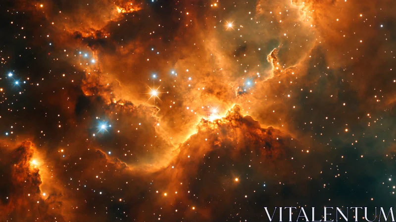 Fiery cosmic nebula glows with newborn stars in deep space