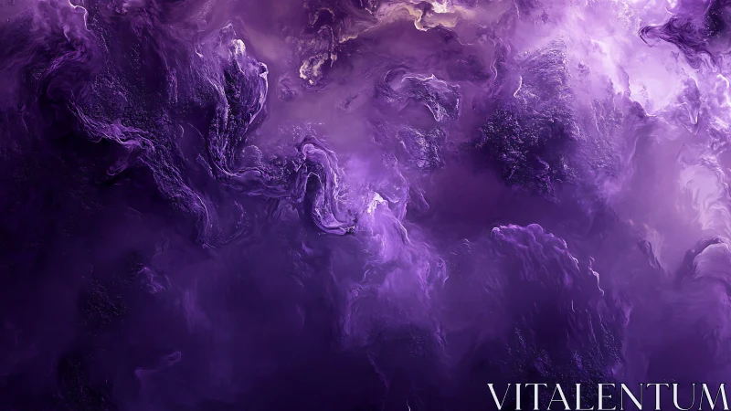 Violet nebula swirls in dense abstract fluid space.