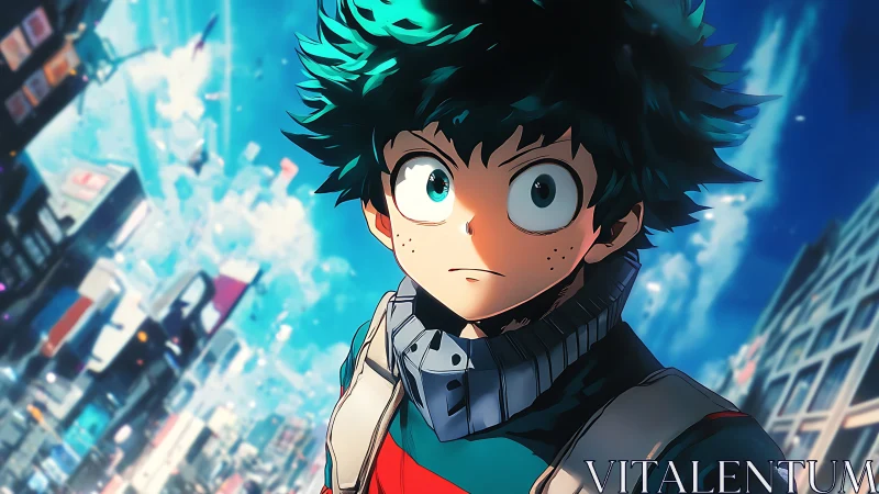 Rookie hero stands tall above a blur of rushing city lights.