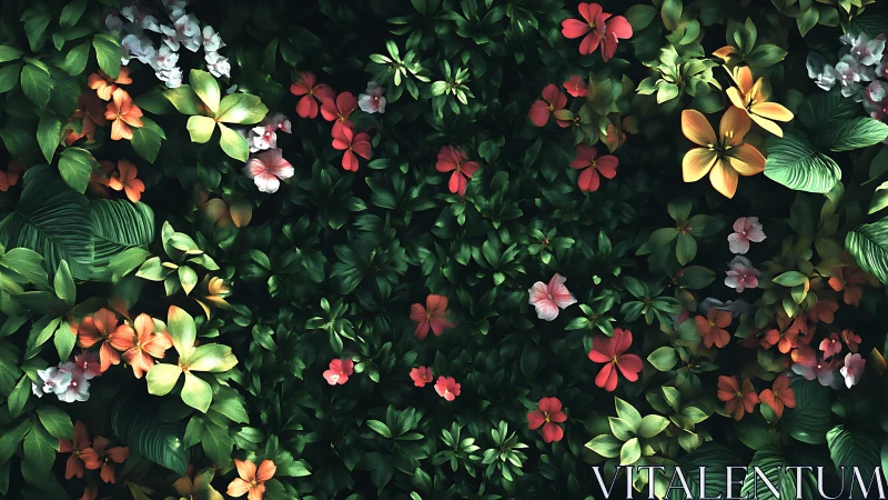 Vibrant Flower Garden From Above. A Lush Tapestry.