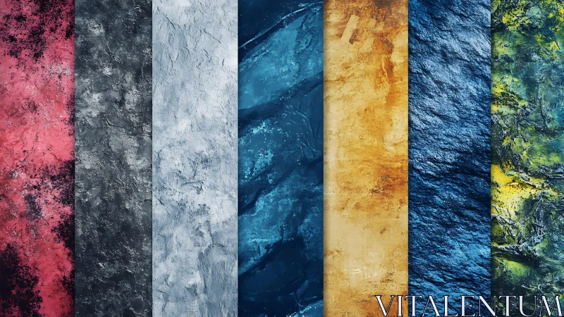 Textured color panels align in bold vertical gradient spectrum.