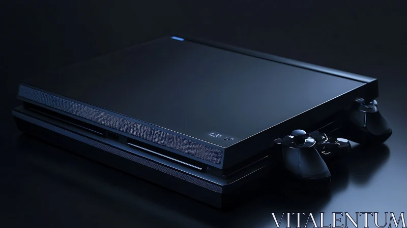 Xbox One Gaming Console with Controller on Dark Surface