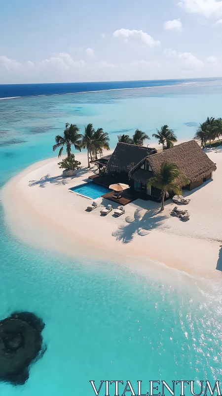 Tropical Island Resort with Thatched Bungalows.