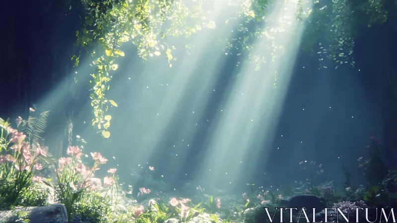 Enchanted forest glade bathed in ethereal morning light.