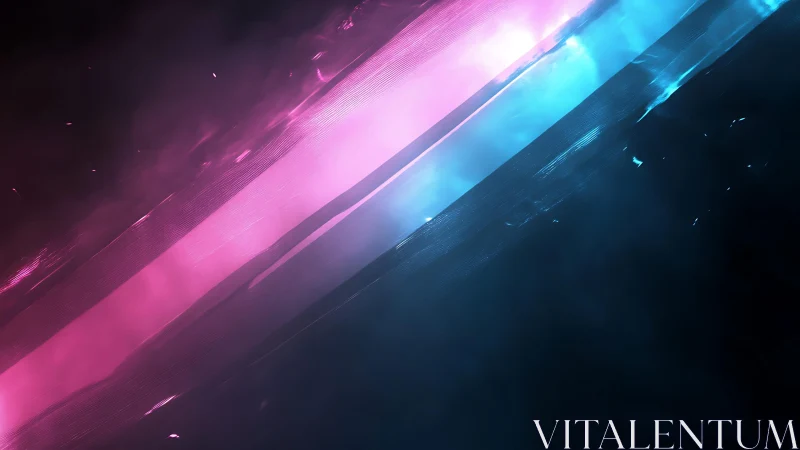 Abstract neon light streaks in blue and pink digital art style.