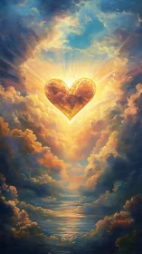 Glowing heart of light rising gently above a dreamy sea.