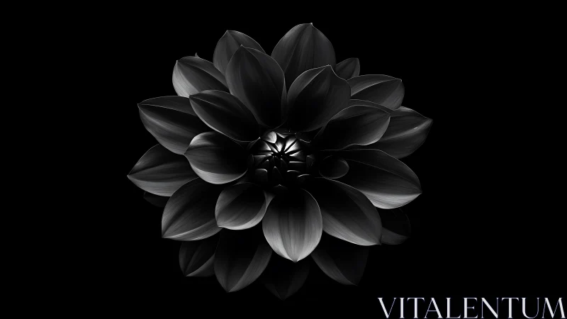 Monochromatic Dahlia Bloom: High-Contrast Black & White Studio Photography