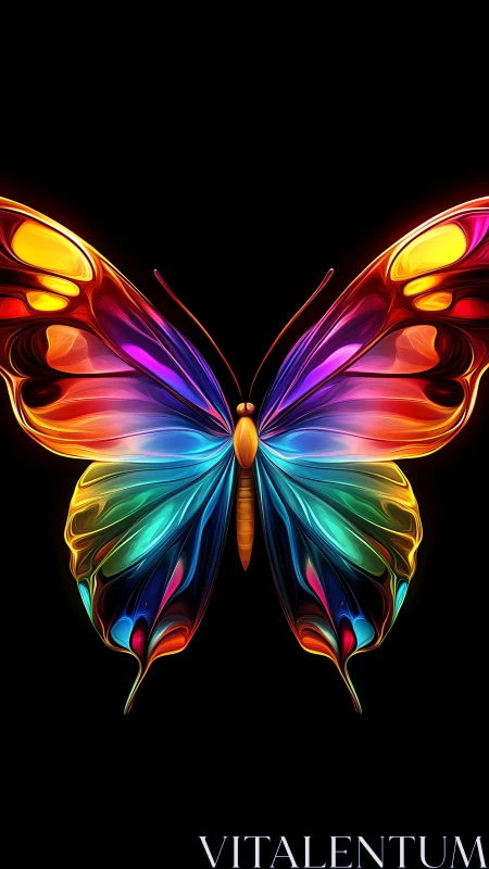 Chromatic luminous butterfly with symmetrical gradient wings