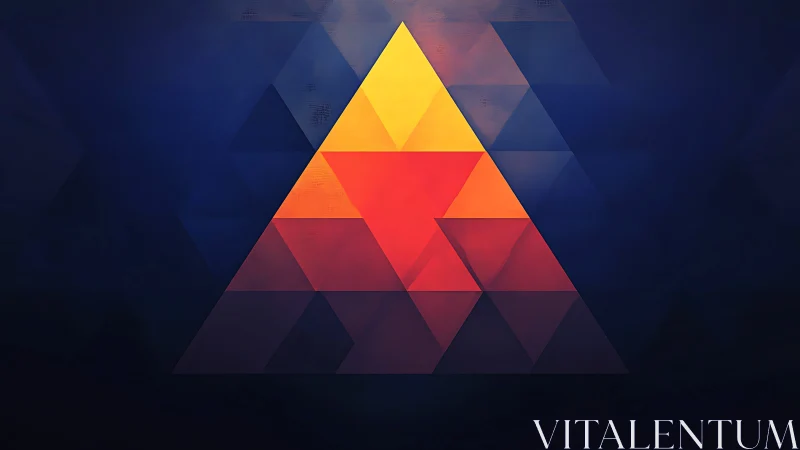 Geometric triangular gradient pyramid on deep blue field