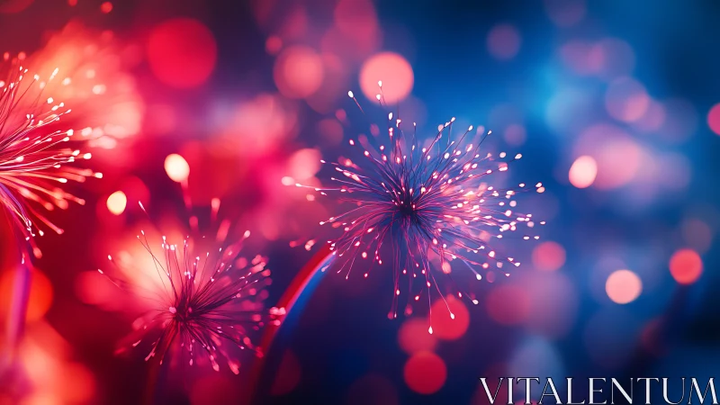 Neon fiber-floral spheres glowing in vibrant bokeh field.
