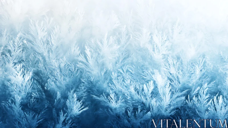 Frosty Ice Crystals Pattern in Cool Blue Winter Abstract Art.