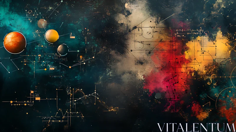 Celestial orbits intersect abstract data grids in cosmic field