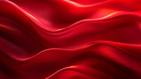 Flowing Abstract Red Silk Waves with Smooth Gradient Lighting.