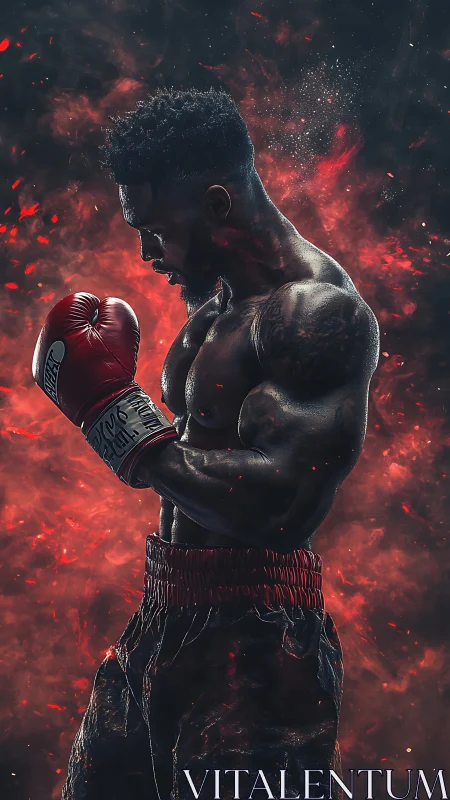 Inferno Boxer Ignites: Crimson Power Unleashed in Flames.