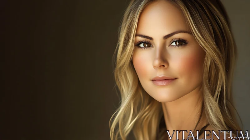 Neutral studio portrait of young woman with soft lighting.