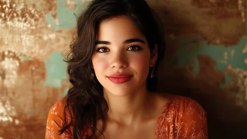 Warm cinematic portrait with shallow depth and textured bokeh