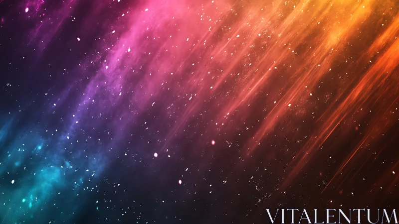 Cosmic nebula streaks cast glowing prismatic gradients.