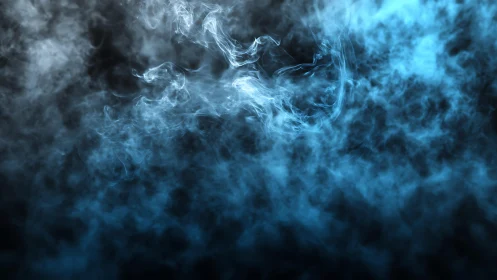 Ethereal Blue and White Smoke Swirling Abstract Background.
