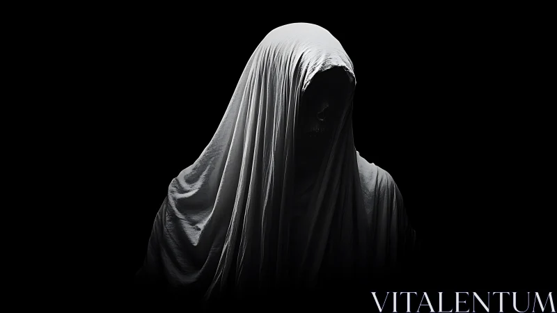 Veiled shadow leans forward and quietly devours the light