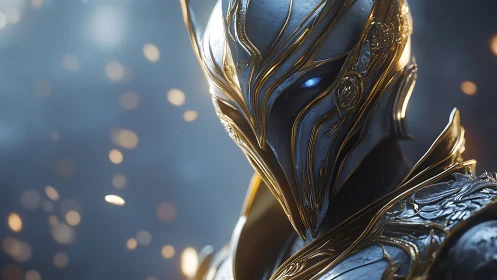 Gilded starborn paladin with ember-lit celestial gaze.