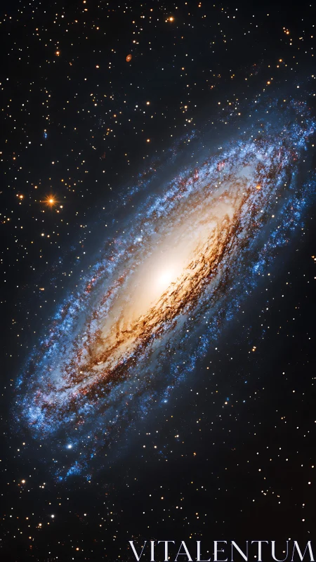 Edge-on spiral galaxy with dense starfield and bright bulge core