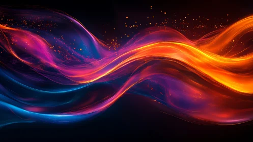 Flowing Ribbons of Light Cascade Across Darkness.