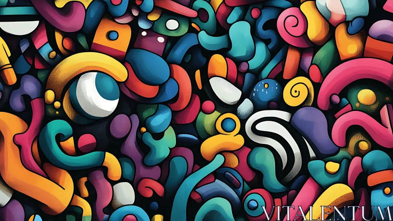 Playful jungle of abstract doodles in bold candy colors.