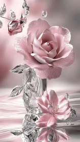 Crystal Roses Suspended in Liquid Harmony