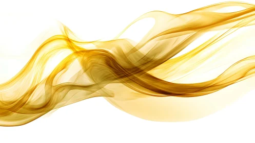 Curved translucent golden waveforms traverse a white field
