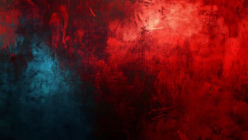 Warm crimson and cool teal abstract textured harmony.