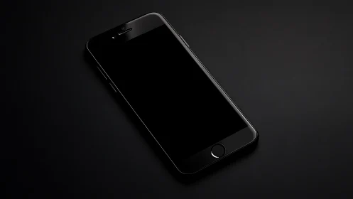 Black Smartphone Display Mockup on Dark Surface