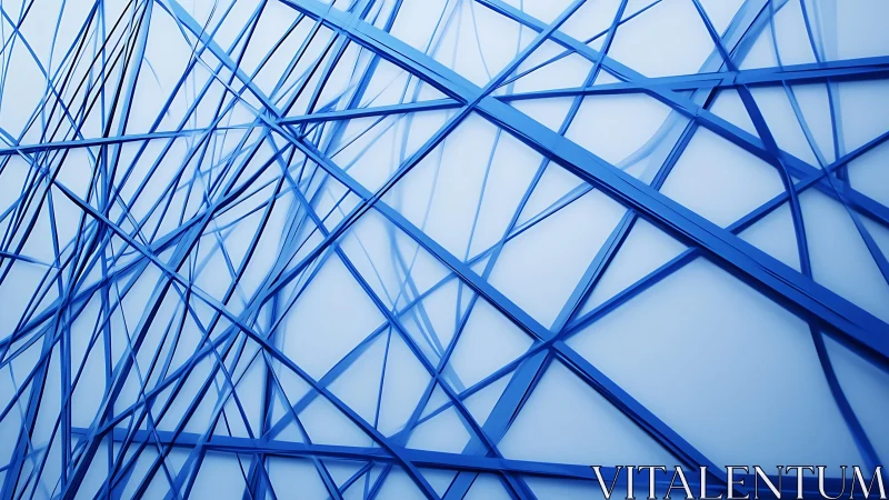 Abstract geometric pattern with intersecting blue lines on white.