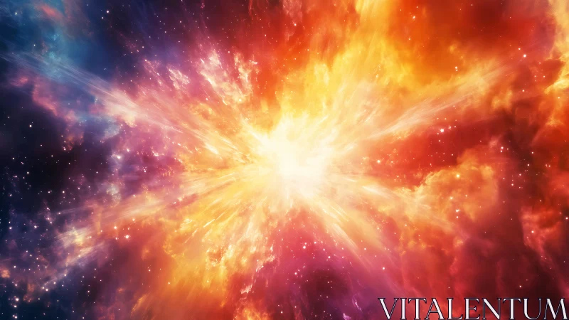 Cosmic nebula explosion radiates intense multicolored stellar light