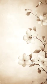 Elegant White Blossoms Dancing in Sepia Tones