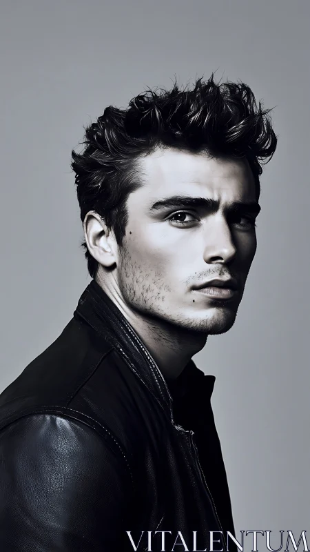 Leather-clad gaze quietly slices through the silver haze