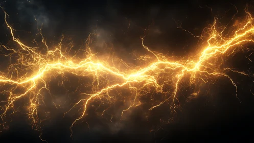 Golden Lightning Storm Energy Discharge.
