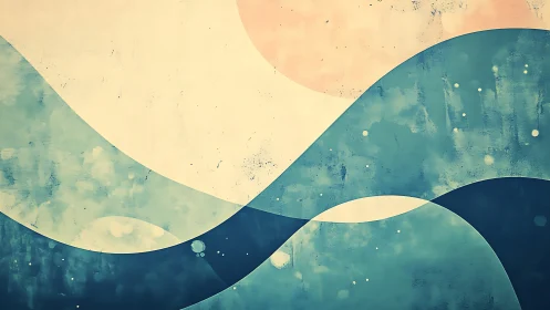 Soft ocean waves drift gently under a hazy pastel sun