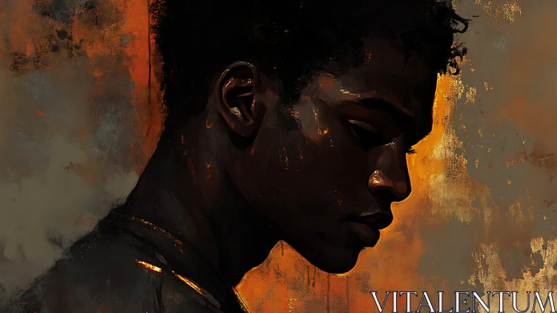 Side-lit portrait studies chiaroscuro with textured impasto strokes