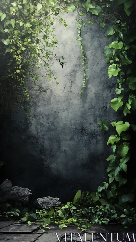 Secret ivy proscenium where crumbling stone meets hush.