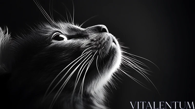Feline Head Study in High Contrast Black and White