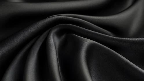 Lustrous Dark Fabric with Dramatic Fold Structure and Dimensional Light Play