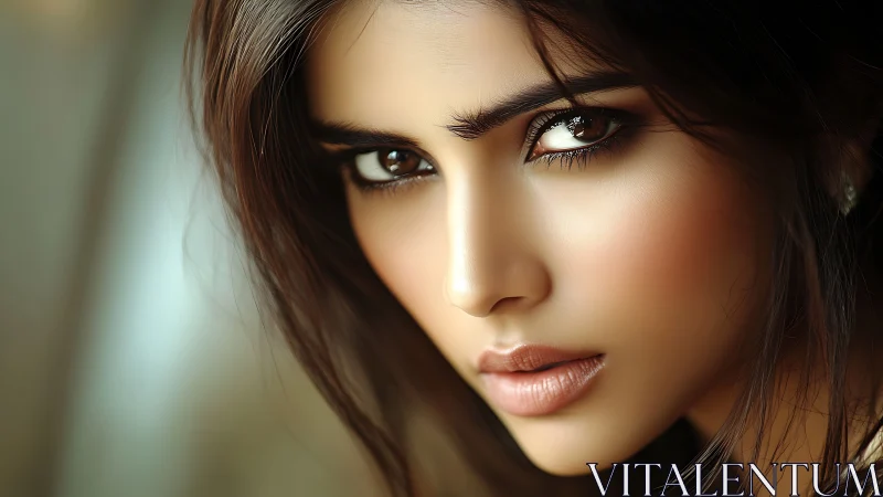 Intense closeup portrait captures dramatic brown eyes