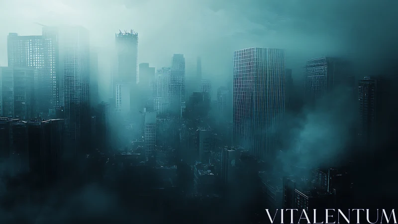 Fog-drowned towers hum quietly above a sleeping megacity