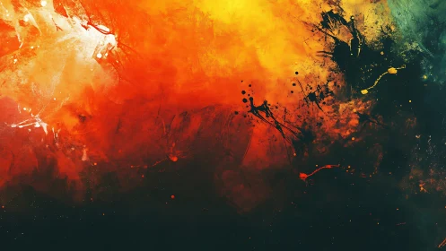 Volatile red-orange nebula rendered in dynamic abstract strokes