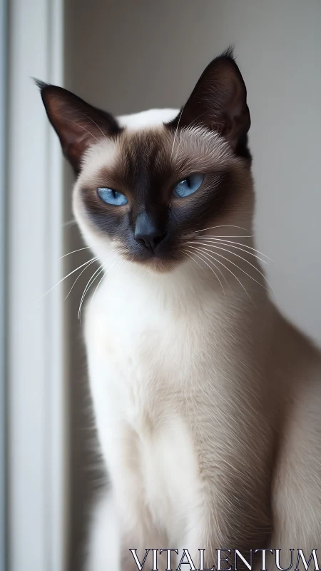 Siamese Cat with Striking Blue Eyes and Color Point Pattern