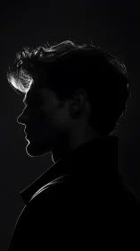 Side profile male silhouette in high contrast lighting.