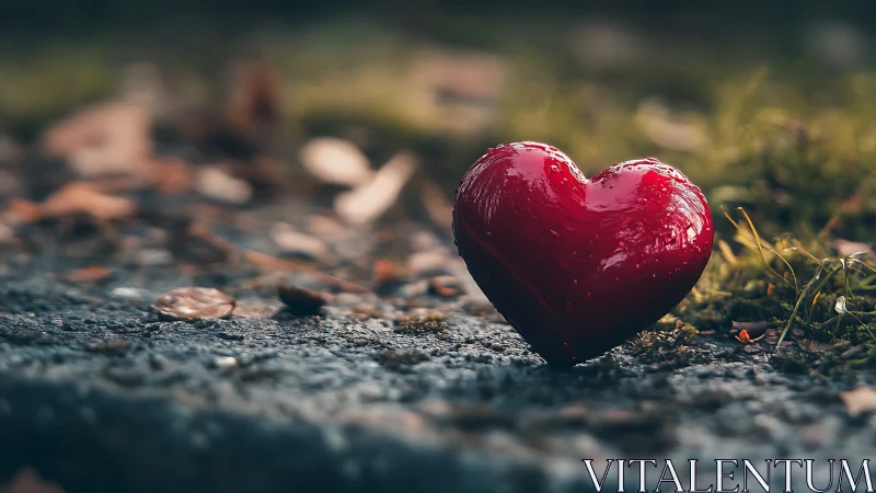 Heart Resting on Earth: Love's Quiet Moment.